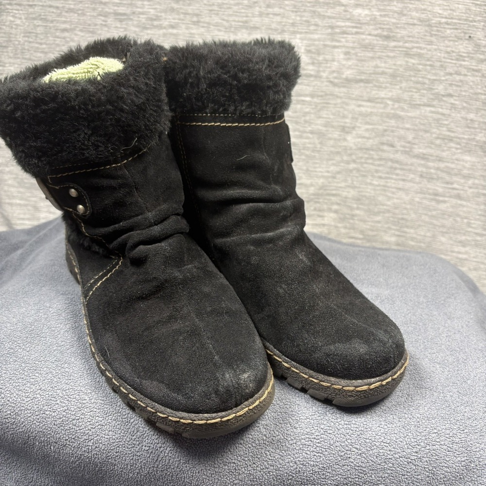 BareTraps Breesen Womens 8.5 M Black Suede Faux Fur Side Zip Ankle Winter Boots